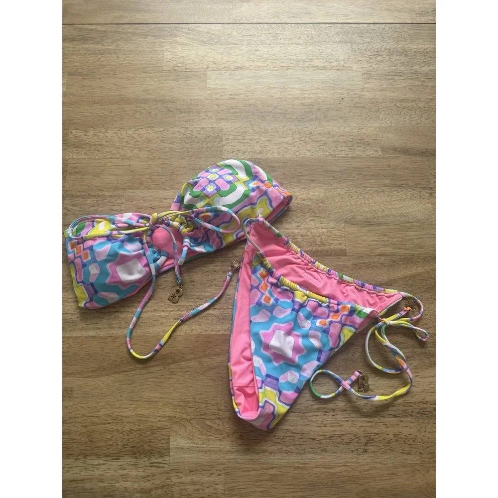 Blackbough Bathing‎ Suit Bikini Set Bandeau Pink Unworn NWOT